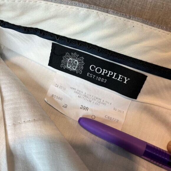 Coppley Men's Regular Fit Lightweight 100% Wool Dress Pants Gray Size 39R - Picture 10 of 13